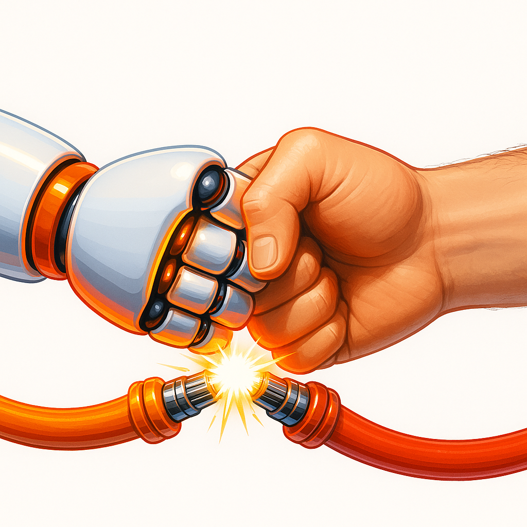 Une poignée de main stylisée entre deux personnes.